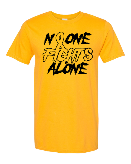 "No One Fights Alone" Childhood Cancer Awareness Tee